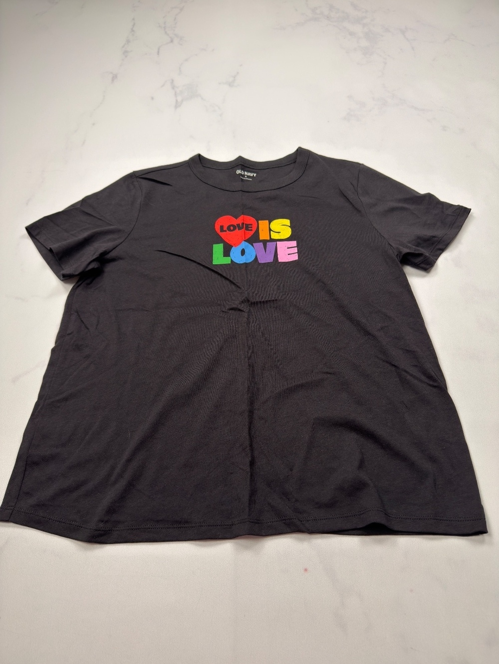 Old Navy Love Is Love Graphic Tee Black 2010s Streetwear - Womens M